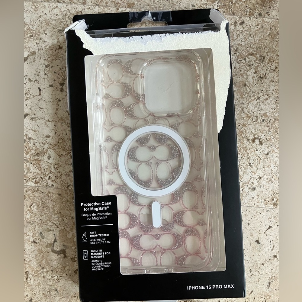 COACH iPhone 15 Pro Max Protective Case MagSafe Signature C Clear Phone Cover - Picture 5 of 8